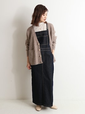 「スローブイエナ」｜「アイテム（ジャンパースカート）」を使った、Yuriさん（レディース・159cm）の冬コーディネート