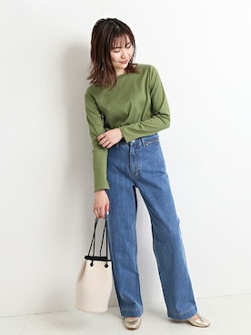 「バギーデニム」｜「アイテム（バレエシューズ）」を使った、Yuriさん（レディース・159cm）の春コーディネート