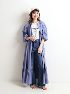 「2wayワンピース」｜「アイテム（帽子）」を使った、Yuriさん（レディース・159cm）の春コーディネート