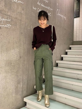 「スローブイエナ」｜「アイテム（アクセサリー）」を使った、Yuriさん（レディース・159cm）の秋コーディネート