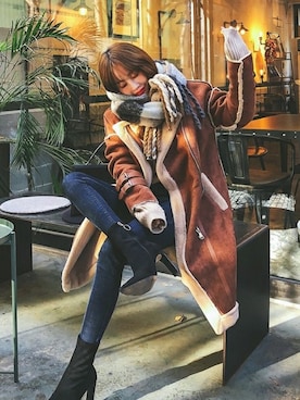 「D&B By DABAGIRL（-）のアイテム（ジャケット/アウター）」を使った、DaBaGIRLさん（レディース・163cm）の冬コーディネート
