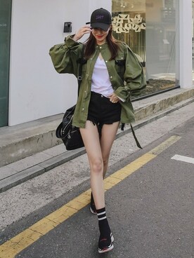 「D&B By DABAGIRL（-）のアイテム（ジャケット/アウター）」を使った、DaBaGIRLさん（レディース・163cm）の春コーディネート