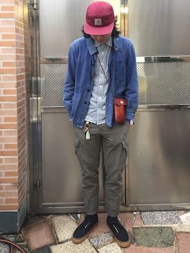 「handmade」｜「アイテム（キャップ）」を使った、Jerry Sheungさん（メンズ・175cm）の春コーディネート