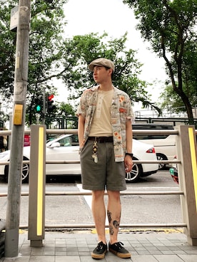 「hawaii」｜「アイテム（帽子）」を使った、Jerry Sheungさん（メンズ・175cm）の春コーディネート