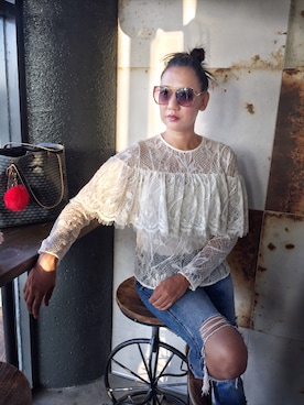 「distressed jeans」｜belさん（レディース・175cm）の夏コーディネート