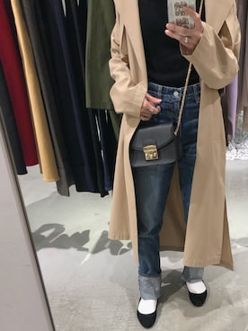 「STUDIOUS（ステュディオス）のアイテム（トレンチコート）」を使った、yuさん（レディース・154cm）の春コーディネート