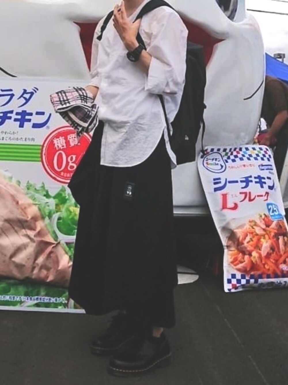 「yohjiyamamoto、ヨウジヤマモト、モード、モノトーン、ブラックコーデ、古着MIX、古着、ガチャベルト、いいね、save、フォローお願いします🤑、おしゃれさんと繋がりたい」｜「B Yohji Yamamotoのアイテム（パンツ、ブラック系）」を使った、うたさん（メンズ・174cm）の秋コーディネートの1枚目の写真