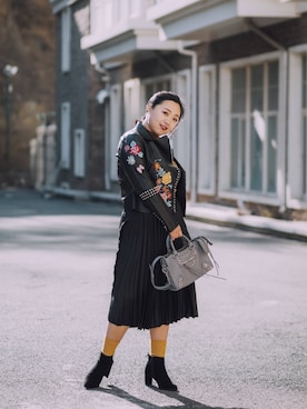 「STUART WEITZMAN（スチュアートワイツマン）のアイテム（ブーティ）」を使った、胖Q酱🍒Qちゃんさん（レディース・166cm）の春コーディネート