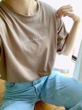 「chocomee（チョコミー）のアイテム（Tシャツ/カットソー）」を使った、amiさん（レディース・153cm）の夏コーディネート