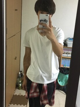 「WEGO（ウィゴー）のアイテム（シャツ/ブラウス、レッド系）」を使った、tさん（メンズ）の秋コーディネート