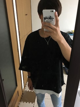 「WEGO（ウィゴー）のアイテム（Tシャツ/カットソー、ブラック系）」を使った、tさん（メンズ）の秋コーディネート