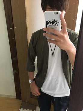 「STUDIOUS（ステュディオス）のアイテム（Tシャツ/カットソー、ホワイト系）」を使った、tさん（メンズ）の秋コーディネート