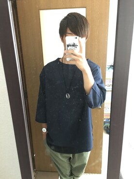 「RAGEBLUE（レイジブルー）のアイテム（シャツ/ブラウス、ブルー系）」を使った、tさん（メンズ）の秋コーディネート