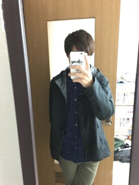 「GU（ジーユー）のアイテム（その他パンツ、グリーン系）」を使った、tさん（メンズ）の秋コーディネート