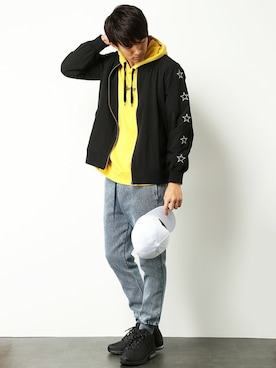 「アイテム（MA-1）」を使った、COX公式オンラインモデルさん（メンズ・180cm）の春コーディネート