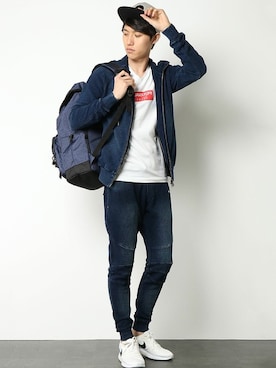 「アイテム（MA-1）」を使った、COX公式オンラインモデルさん（メンズ・180cm）の春コーディネート