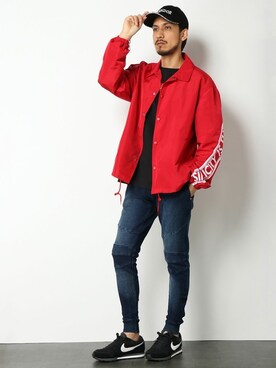 「VENCEEXCHANGE（ヴァンスエクスチェンジ）のアイテム（ブルゾン）」を使った、COX公式オンラインモデルさん（メンズ・180cm）の春コーディネート