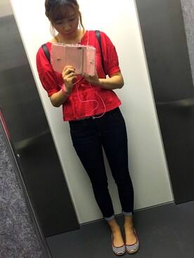「マリン」｜「アイテム（バレエシューズ）」を使った、AKANEさん（レディース・170cm）の春コーディネート