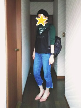「プルオーバーパーカー」｜「アイテム（ハンチング/ベレー帽）」を使った、むとうさん（レディース・161cm）の春コーディネート