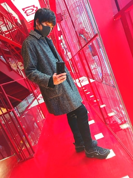 「アイテム（ステンカラーコート）」を使った、のすけさん（メンズ・181cm・20代）の冬コーディネート