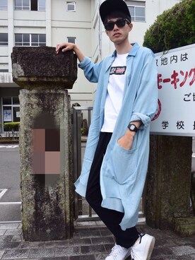 「SISE（シセ）のアイテム（帽子）」を使った、うつはさえずさん（メンズ・181cm）の春コーディネート