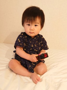 「西松屋」｜「アイテム（浴衣）」を使った、REIさん（キッズ・80cm）の夏コーディネート