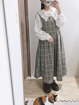 「moitytto」｜「アイテム（ジャンパースカート）」を使った、は　なさん（レディース・147cm）の春コーディネート
