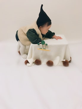 「BEAMS」｜「アイテム（MA-1）」を使った、yukiさん（キッズ・70cm）の冬コーディネート