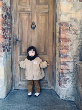 「ボア」｜「アイテム（オールインワン・サロペット）」を使った、yukiさん（キッズ・90cm）の冬コーディネート