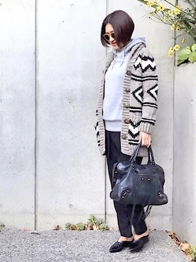 「BALENCIAGA（バレンシアガ）のBalenciaga Classic City Bag, Black（ショルダーバッグ）」を使った、mayu.tさん（レディース・155cm）の冬コーディネート