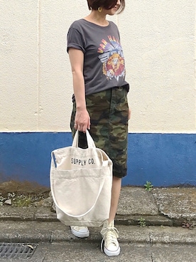 「MIRROR OF Shinzone（ミラーオブシンゾーン）のアイテム」を使った、mayu.tさん（レディース・155cm）の春コーディネート