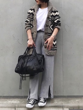 「カウチンセーター」｜「アイテム（アナログ腕時計）」を使った、mayu.tさん（レディース・155cm）の秋コーディネート