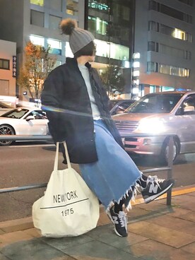 「HYKE」｜「アイテム（ニットキャップ/ビーニー）」を使った、mayu.tさん（レディース・155cm）の秋コーディネート