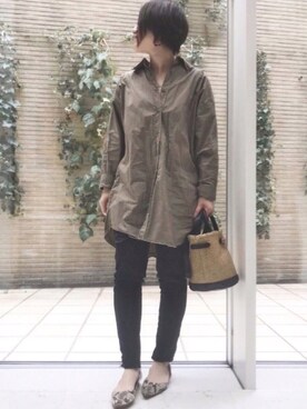 「TODAYFUL（トゥデイフル）のベンドフレームピアス（ピアス（両耳用））」を使った、mayu.tさん（レディース・155cm）の春コーディネート