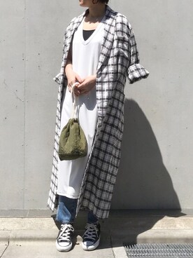 「TODAYFUL（トゥデイフル）のアイテム（シャツワンピース）」を使った、mayu.tさん（レディース・155cm）の春コーディネート