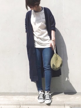 「TODAYFUL（トゥデイフル）のベンドフレームピアス（ピアス（両耳用））」を使った、mayu.tさん（レディース・155cm）の春コーディネート