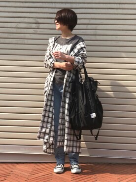 「TODAYFUL（トゥデイフル）のアイテム（シャツワンピース）」を使った、mayu.tさん（レディース・155cm）の夏コーディネート