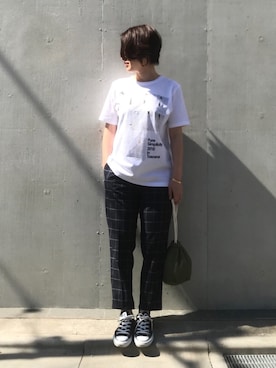 「TODAYFUL（トゥデイフル）のベンドフレームピアス（ピアス（両耳用））」を使った、mayu.tさん（レディース・155cm）の夏コーディネート