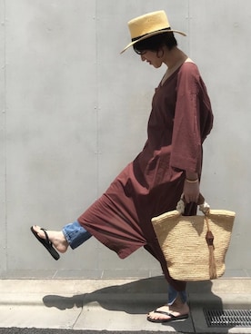 「TODAYFUL（トゥデイフル）のベンドフレームピアス（ピアス（両耳用））」を使った、mayu.tさん（レディース・155cm）の夏コーディネート