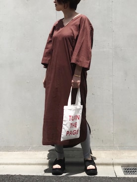 「TODAYFUL（トゥデイフル）のアイテム（シャツワンピース）」を使った、mayu.tさん（レディース・155cm）の夏コーディネート