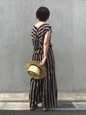「ブラウス」｜「アイテム（ビーチサンダル）」を使った、mayu.tさん（レディース・155cm）の夏コーディネート