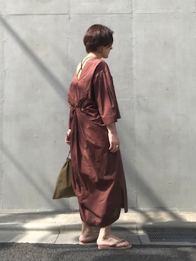 「ワインレッド」｜「アイテム（ビーチサンダル）」を使った、mayu.tさん（レディース・155cm）の夏コーディネート