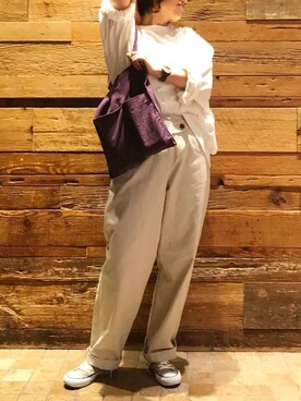 「TODAYFUL（トゥデイフル）のベンドフレームピアス（ピアス（両耳用））」を使った、mayu.tさん（レディース・155cm）の秋コーディネート