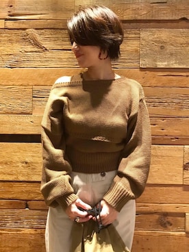 「TODAYFUL（トゥデイフル）のベンドフレームピアス（ピアス（両耳用））」を使った、mayu.tさん（レディース・155cm）の秋コーディネート