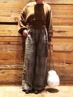 「TODAYFUL（トゥデイフル）のベンドフレームピアス（ピアス（両耳用））」を使った、mayu.tさん（レディース・155cm）の秋コーディネート