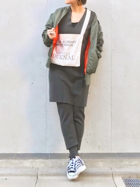 「TODAYFUL（トゥデイフル）のベンドフレームピアス（ピアス（両耳用））」を使った、mayu.tさん（レディース・155cm）の秋コーディネート