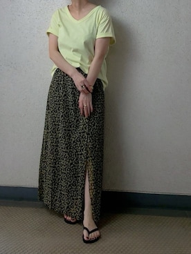 「マキシスカート」｜「アイテム（ビーチサンダル）」を使った、mayu.tさん（レディース・155cm）の春コーディネート