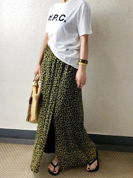 「A.P.C.」｜「アイテム（ビーチサンダル）」を使った、mayu.tさん（レディース・155cm）の夏コーディネート