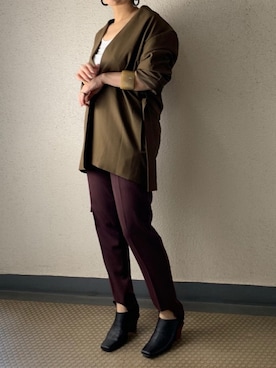 「TODAYFUL（トゥデイフル）のレザーリングピアス（ピアス（両耳用））」を使った、mayu.tさん（レディース・155cm）の秋コーディネート