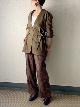 「TODAYFUL（トゥデイフル）のレザーリングピアス（ピアス（両耳用））」を使った、mayu.tさん（レディース・155cm）の秋コーディネート